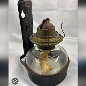 Vintage Oil Lamp with Black and Gold Accents